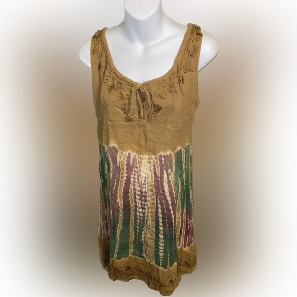 Rayasun Tie Dye Extreme Boho Mini Sundress Size Medium 60’s Style - Picture 2 of 6
